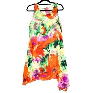 Bethany 14 Multicolor Trapeze Floral Dress Orange Green 14
